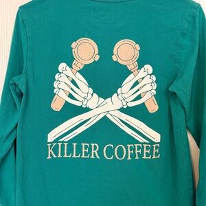 Dutch Bros Teal Long Sleeve Graphic Tee Killer Coffee